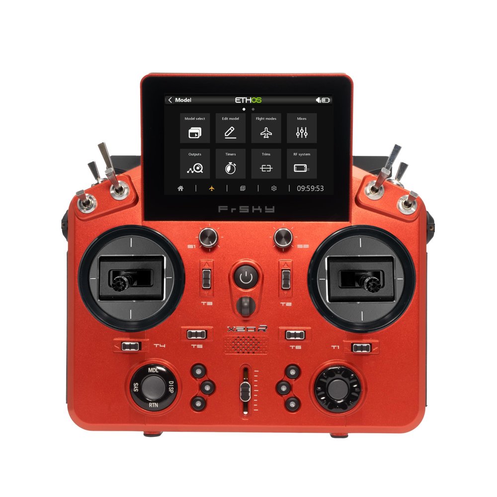 FrSky Tandem X20R Transmitter  Adjustable Sliders & Metal Trims Reinforced Antenna Handle Haptic Feedback High-Precision Hall Gimbals Dual-Band RF for Professional RC Pilots (Cherry Red)