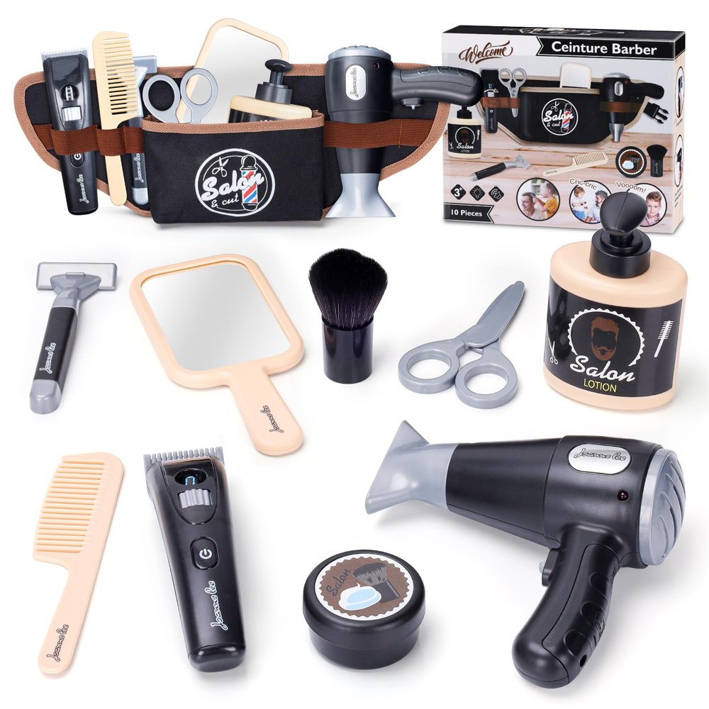 Barber Shop Pretend Play for Toddlers 3-5, Kids Shaving Kit Educational Toys for 3 4 5 Year Old Boy Birthday Gift, Hair Salon Role Play Playset Gifts for 3-7 Year Old Boys