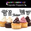 VCGUDOE 30PCS 13th Birthday Cupcake Toppers 13th Birthday Decorations for Boy 13th Birthday Decorations for Girl 2011 13th Birthday Decorations Cheers to 13th Birthday Party Decorations, Black view 3