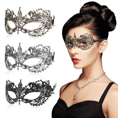 3 Pieces Masquerade Mask for Women, Fancy Dress Masks Lace Face Mask Venetian Masks Mardi Gras Masks, Lace Mask for Ball Party Venetian Masquerade Costume Halloween Masquerade Party(20cm/7.84inch)