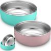 Nuogo 2 Pcs 304 Stainless Steel Baby Bowls with Removable Silicone Shell Toddler Bowls Kids Anti Scald Snack Container for Food Feeding, Dishwasher Safe (Pink,Green) view 1
