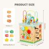 OOOK All-in-one Activity Center, 5 in 1 Baby Activity Table with Gear Game, Kids Sensory Table Play Cube with Montessori Calendar, Bead Maze, Shape Sorter, Ball Drop and More view 2