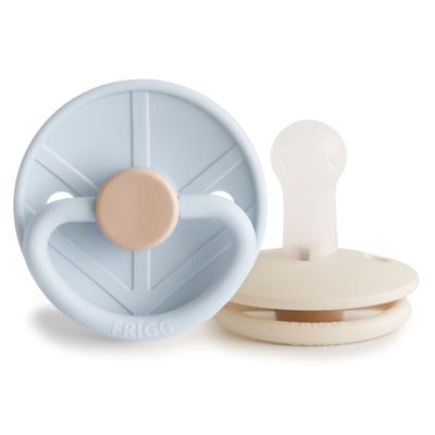 FRIGG Little Viking SilkySoft Silicone Baby Pacifier 2-Pack | Made in Denmark | BPA-Free (Powder Blue/Cream,6-18 Months)