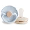 FRIGG Little Viking SilkySoft Silicone Baby Pacifier 2-Pack | Made in Denmark | BPA-Free (Powder Blue/Cream,6-18 Months) view 1