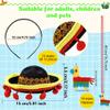 30 Pcs Cinco De Mayo Fiesta Party Favors Include 12 Mexican Sombreros Hats Headbands and 18 Cinco De Mayo Fiesta Necklaces for Mexican Cinco de Mayo Party Decorations Luau Fiesta Party Photo Props view 2