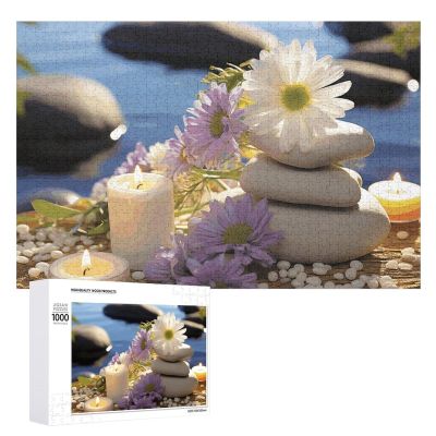 1000 PCS Jigsaw Puzzle for Adults Personalized Picture Puzzle Massage Stones with Daisy Customized Wooden Puzzle for Family, Birthday, Wedding, Game Nights Gifts, 20.4"x15"