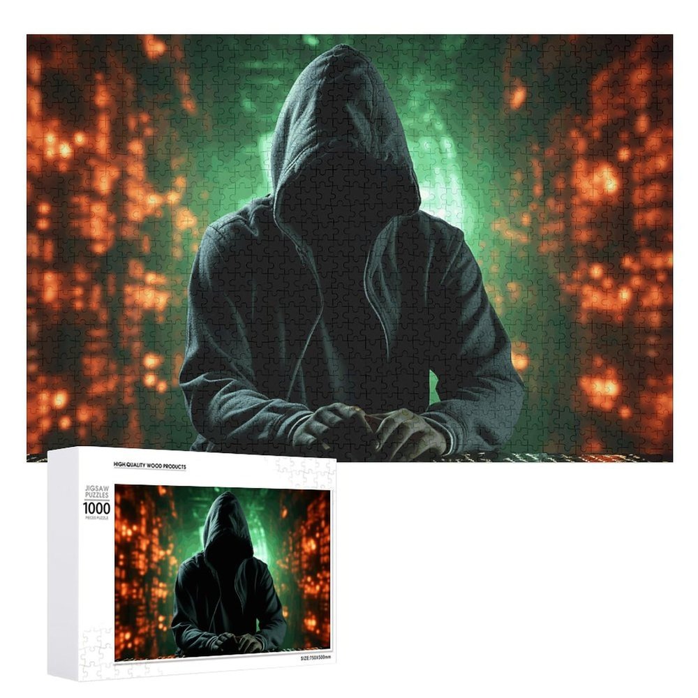 1000 PCS Jigsaw Puzzle for Adults Personalized Picture Puzzle Hacker Attack Customized Wooden Puzzle for Family, Birthday, Wedding, Game Nights Gifts, 20.4"x15"