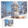 1000 PCS Jigsaw Puzzle for Adults Personalized Picture Puzzle Cute Snowboard Snowman Customized Wooden Puzzle for Family, Birthday, Wedding, Game Nights Gifts, 20.4"x15" view 1