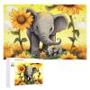 1000 PCS Jigsaw Puzzle for Adults Personalized Picture Puzzle Mother and Baby Elephant Sunflowers Customized Wooden Puzzle for Family, Birthday, Wedding, Game Nights Gifts, 20.4"x15" view 1