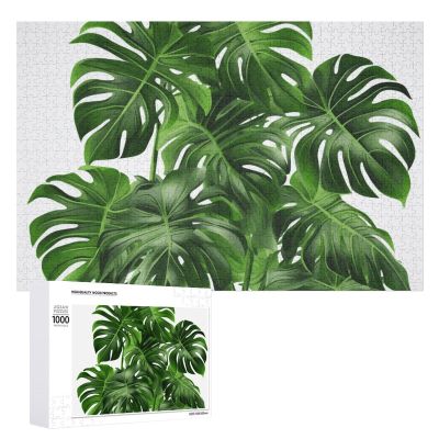 1000 PCS Jigsaw Puzzle for Adults Personalized Picture Puzzle Monstera Deliciosa Banana Palm Customized Wooden Puzzle for Family, Birthday, Wedding, Game Nights Gifts, 20.4"x15"