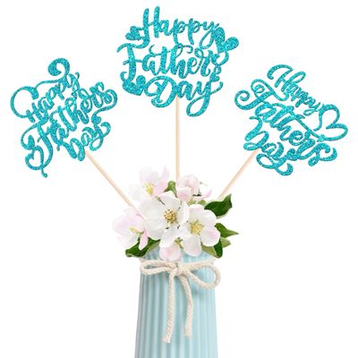 12 Pack Happy Father's Day Party Decorations Happy Father's Day Centerpieces Sticks for Tables Best Dad Ever Father's Day Table Toppers for Happy Fathers Day Table Decorations Lark Blue
