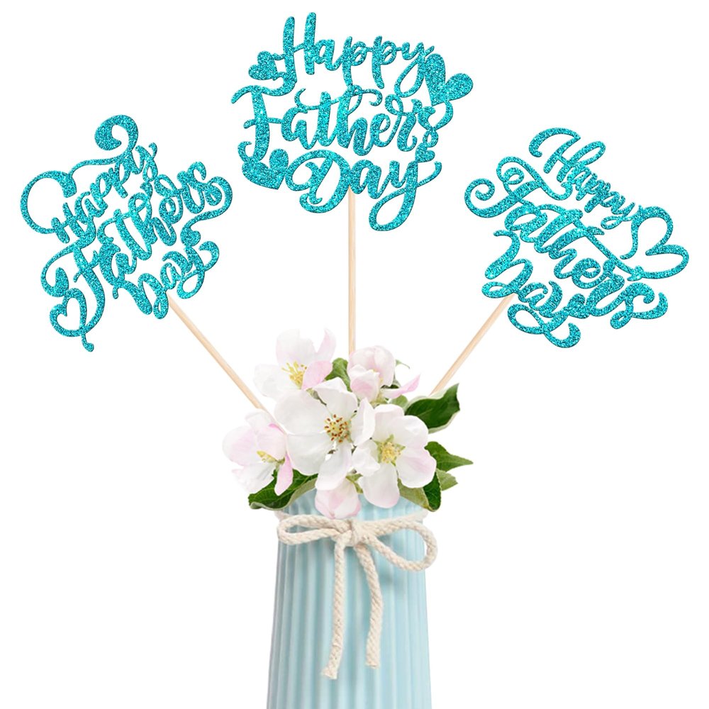12 Pack Happy Father's Day Party Decorations Happy Father's Day Centerpieces Sticks for Tables Best Dad Ever Father's Day Table Toppers for Happy Fathers Day Table Decorations Lark Blue