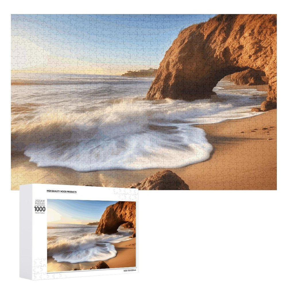 1000 PCS Jigsaw Puzzle for Adults Personalized Picture Puzzle Beach Malibu Customized Wooden Puzzle for Family, Birthday, Wedding, Game Nights Gifts, 20.4"x15"