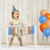 1st Birthday Decorations Girls boy High Chair Banner Baby Girl boy First Birthday Party Decorations with 1 Cake Topper and birthday hat For First Party Decor (Blue) view 4