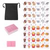 GRACIAS 2 Players Mahjong Block Set, Mahjong Tile Game with 50 Premium Pink Tiles(30mm) Animal and Food Pattern, Portable Mahjongg Set with A Carry Bag view 1