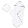 Bamboo Viscose Baby Hooded Towel & Washcloth Set for Babies and Toddlers, Soft & Absorbent, 70% Viscose from Bamboo, 30% Cotton Muslin - Imported (Blue Dash) view 1