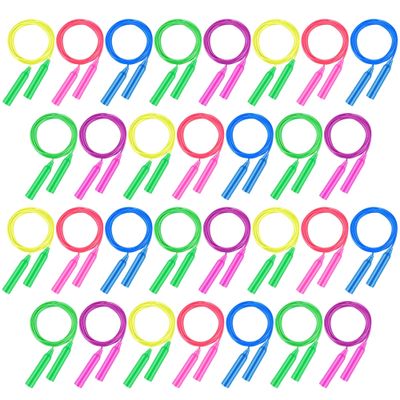 Aodaer 30 Packs Kids Jump Rope Set Colorful Outdoor Jump Ropes 7.3 Feet Adjustable Skipping Ropes for Outdoor Fun Activity Great Party Favor