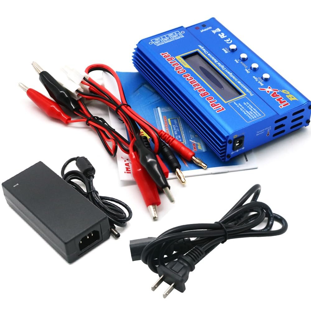 Havcybin IMAX B6 80W Lipo Battery Balance Charger 6A Discharger, RC Hobby Lipo NiMh Li-ion Ni-Cd Digital Lipro Balance Charger Discharger + AC Power 12V 5A Adapter for Rc Car RC Hobby (Dark Blue)