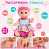 Golray 12in Girl Baby Doll Crib and High Chair Set - Sound&Pee Interactive Baby Doll with 20pcs Accessories Diaper Bag/Cradle/2 Clothes, Feeding Nursery Pretend Play Toddler Girl Toy Gift 3 4 5 6 Year view 2