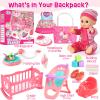 Golray 12in Girl Baby Doll Crib and High Chair Set - Sound&Pee Interactive Baby Doll with 20pcs Accessories Diaper Bag/Cradle/2 Clothes, Feeding Nursery Pretend Play Toddler Girl Toy Gift 3 4 5 6 Year view 3