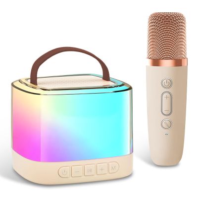 Karaoke Machine for Kids Portable Speaker with Wireless Microphone for Illusionary Flowing Light,Karaoke Toys Gifts for Girls & Boys Ages 4-12 +Year Old Birthday Party