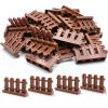 50pcs Fence Building Block Toy House Garden Farm Pieces Accessories Brown Picket Fence Compatible with Major Brand view 1