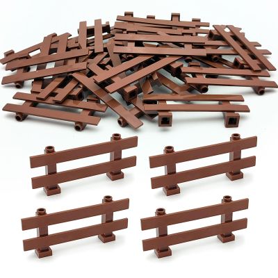 24pcs 1x8 Fences Building Block Toy Garden Farm Pieces Accessories Brown Fence Compatible with Major Brand