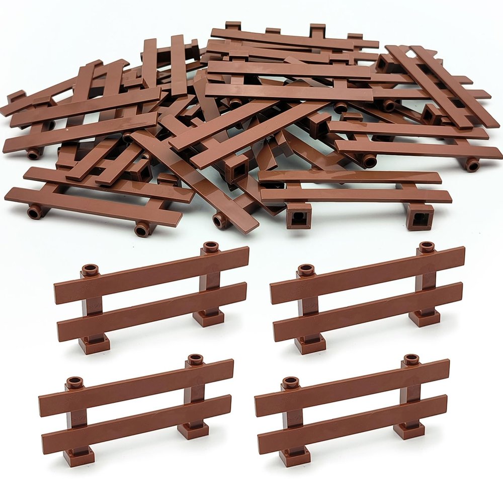 24pcs 1x8 Fences Building Block Toy Garden Farm Pieces Accessories Brown Fence Compatible with Major Brand