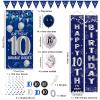 10th Birthday Decorations for Boys Girls, Navy Blue Happy 10th Birthday Door Banner Sign, 10 Years Old Party Supplies Teenagers Bday Backdrop Balloons Hanging Decors view 2