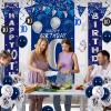 10th Birthday Decorations for Boys Girls, Navy Blue Happy 10th Birthday Door Banner Sign, 10 Years Old Party Supplies Teenagers Bday Backdrop Balloons Hanging Decors view 4
