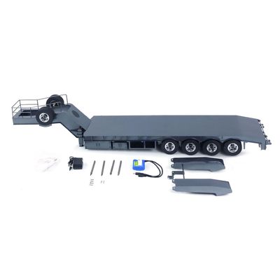 wheelfun 1/14 Metal 4 Axles Trailer for JDM 189 RC Tractor Truck with Electric Tail-Board for Adult Hobby