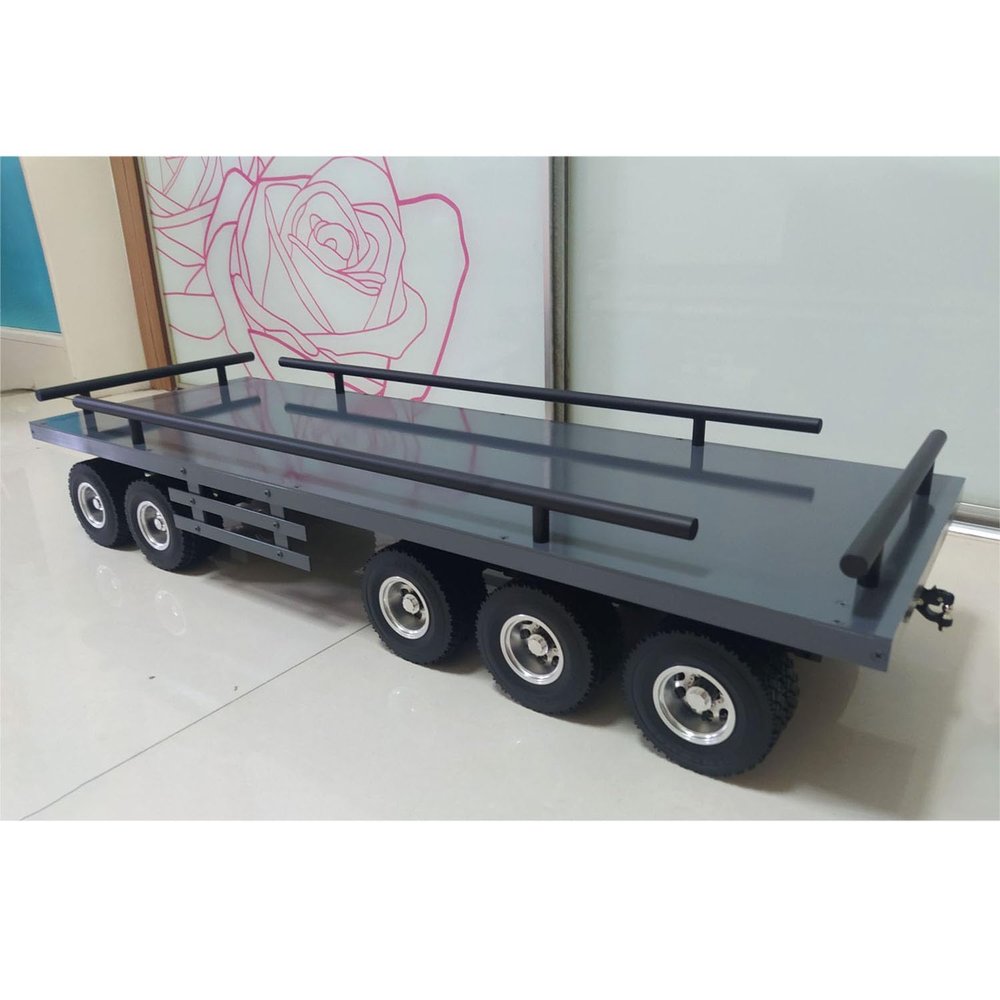 wheelfun 1/14 RC Hydraulic Dump Metal 5 Axles Trailer for Radio Control Truck Tractor Car Hobby Grade Model for Ages 14+