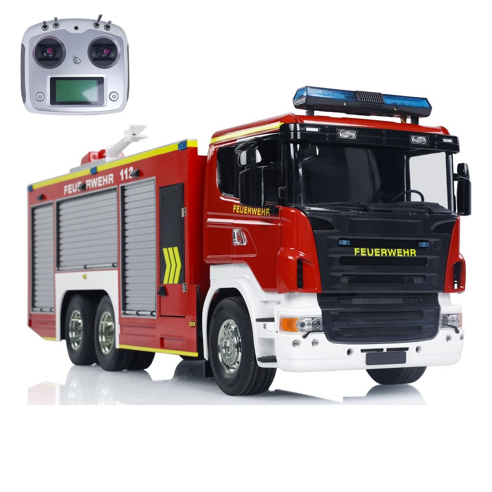 wheelfun 1/14 6X4 Remote Control Firee Fighting Truck RC Fire Vehicles Model Lights Sounds for Adult Hobby