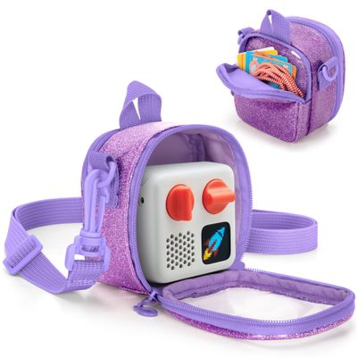 LoDrid Travel Case Compatible with Yoto Mini (2024 Edition), Carrying Bag with Adjustable Shoulder Strap, Audio Player Holder for Cards and Accessories, Purple, Bag Only