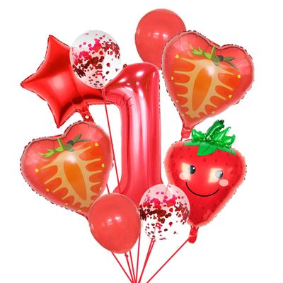 10Pcs Berry First Birthday Party Supplies,40 Inch Red One Balloon for Sweet One Birthday Party Decorations Strawberry Foil Balloons for Kids Girls Strawberry Themed Birthday Party Decorations