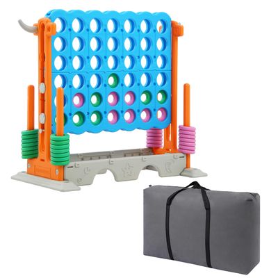 SDADI Height Adjustable 3-in-1 Giant 4-in-a-Row Connect Game with Golf and Ring Toss, Jumbo 4-to-Score Indoor/Outdoor Yard Party Game for Kids, Adults & Family