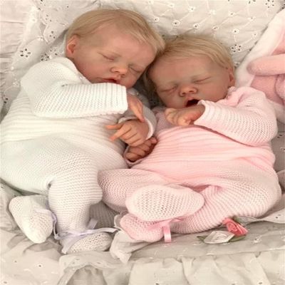 Anano Reborn Baby Dolls Twins Boy and Girl, 18Inch Realistic Baby Dolls Silicone Full Body, Full Silicone Babys Doll, Newborn Real Life Babys Doll Reborn Twin with Accessories