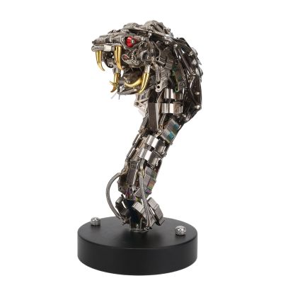Metalkitor 3D Metal Puzzles for Adults, Mechanical Cobra Snake Assembly Model, Jigsaw Crafts Brain Teaser - Perfect Desk Decor and Gifts(410+ PCS, with Base)