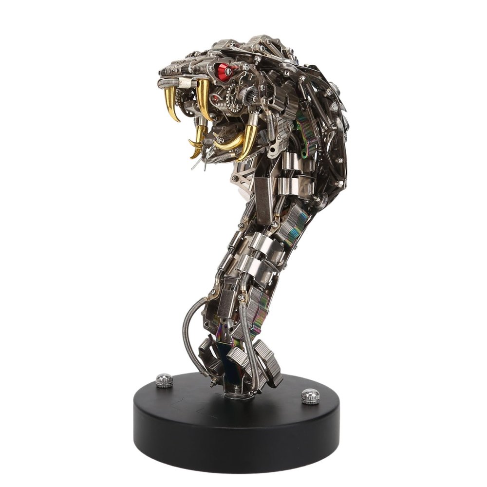 Metalkitor 3D Metal Puzzles for Adults, Mechanical Cobra Snake Assembly Model, Jigsaw Crafts Brain Teaser - Perfect Desk Decor and Gifts(410+ PCS, with Base)