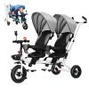 JIYIAN Multi-Functional Tricycle Children Trike- with Removable PushHandle,Removable Canopy, Folding footrest,Reversible Seat,Safety Harness, Detachable Guardrail,Gray view 1