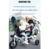 JIYIAN Multi-Functional Tricycle Children Trike- with Removable PushHandle,Removable Canopy, Folding footrest,Reversible Seat,Safety Harness, Detachable Guardrail,Gray view 2