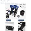 JIYIAN Multi-Functional Tricycle Children Trike- with Removable PushHandle,Removable Canopy, Folding footrest,Reversible Seat,Safety Harness, Detachable Guardrail,Gray view 4