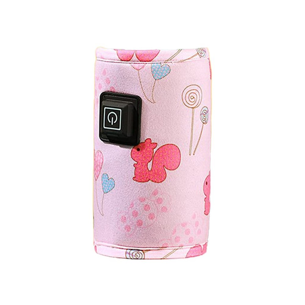 hokojix Portable USB Baby Bottle Warmer 5V 2A Heating Travel Milk Warmer Adjustable Temperature Control Breast Milk Heater Bag, 14*28.5cm, Pink