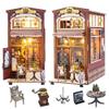 DIY Book Nook Kit,Dollhouse Miniature Book Nook Assemble Kit,Dollhouse Booknook Bookshelf Insert Decor,Wooden Puzzle Bookshelf Insert Decor Bookends Model with LED (Coffee Shop) view 1