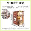 DIY Book Nook Kit,Dollhouse Miniature Book Nook Assemble Kit,Dollhouse Booknook Bookshelf Insert Decor,Wooden Puzzle Bookshelf Insert Decor Bookends Model with LED (Coffee Shop) view 2