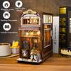 DIY Book Nook Kit,Dollhouse Miniature Book Nook Assemble Kit,Dollhouse Booknook Bookshelf Insert Decor,Wooden Puzzle Bookshelf Insert Decor Bookends Model with LED (Coffee Shop) view 3