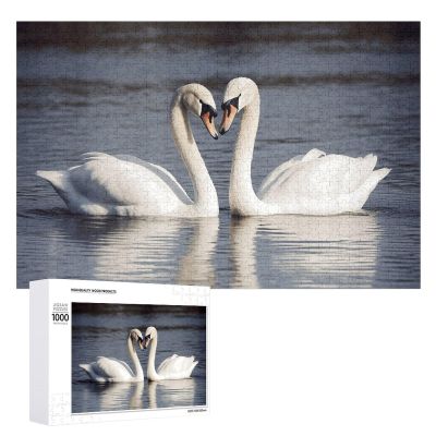 1000 PCS Jigsaw Puzzle for Adults Personalized Picture Puzzle Romantic White Swan Customized Wooden Puzzle for Family, Birthday, Wedding, Game Nights Gifts, 20.4"x15"