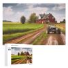 1000 PCS Jigsaw Puzzle for Adults Personalized Picture Puzzle Country Road with Farm and Tractor Customized Wooden Puzzle for Family, Birthday, Wedding, Game Nights Gifts, 20.4"x15" view 1