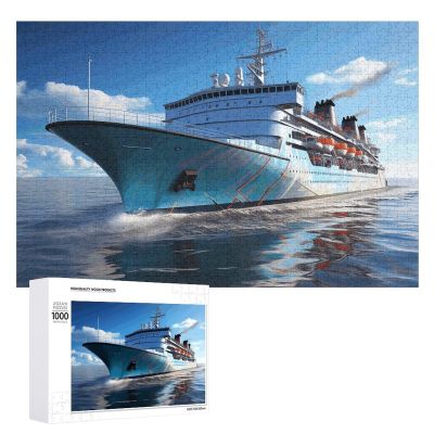 1000 PCS Jigsaw Puzzle for Adults Personalized Picture Puzzle Ocean Ferry Boat Customized Wooden Puzzle for Family, Birthday, Wedding, Game Nights Gifts, 20.4"x15"