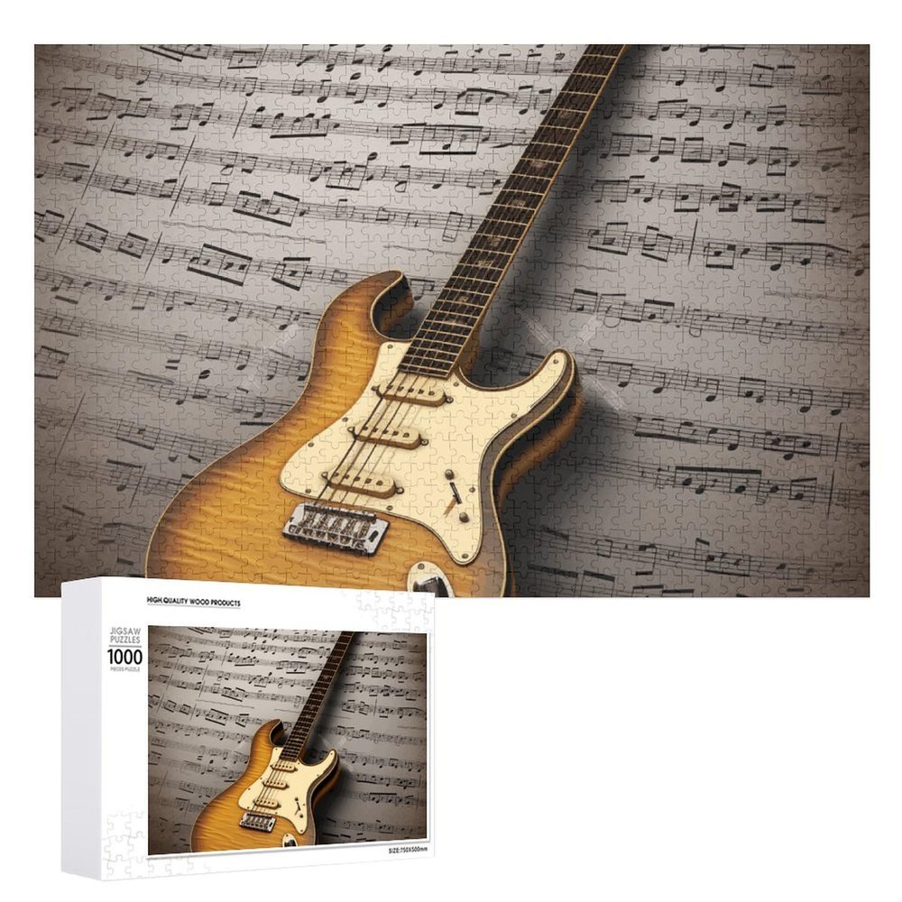 1000 PCS Jigsaw Puzzle for Adults Personalized Picture Puzzle Note Guitar Customized Wooden Puzzle for Family, Birthday, Wedding, Game Nights Gifts, 20.4"x15"